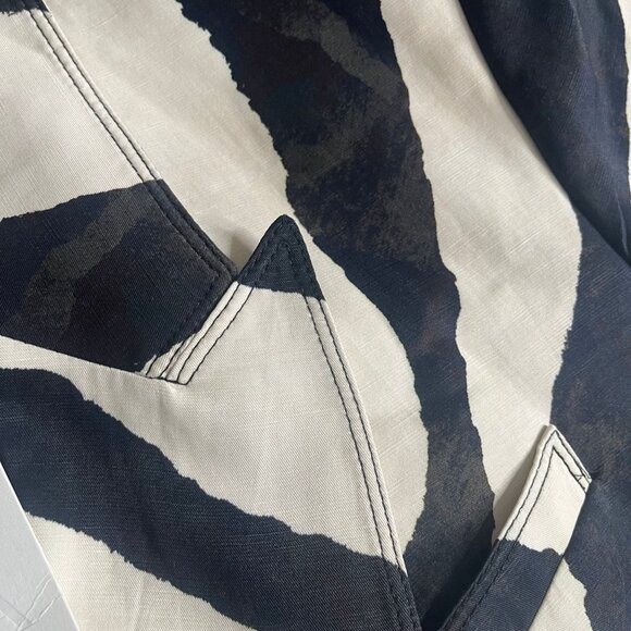 Zara Zebra Print Linen Blend Double-Breasted Blazer XS - Picture 9 of 10